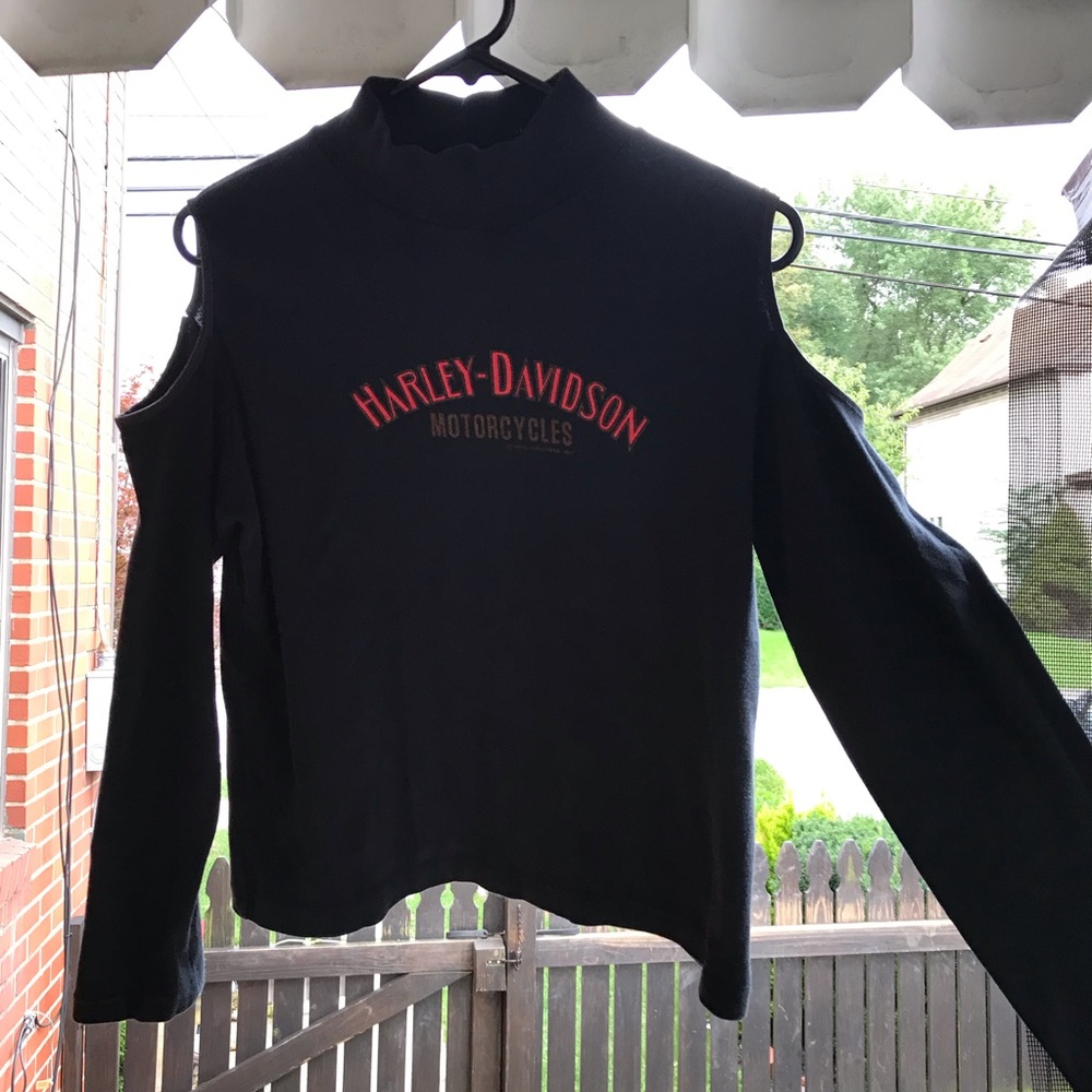 Vintage Harley Davidson black low turtle neck Tshirt long sleeved - Picture 7 of 13